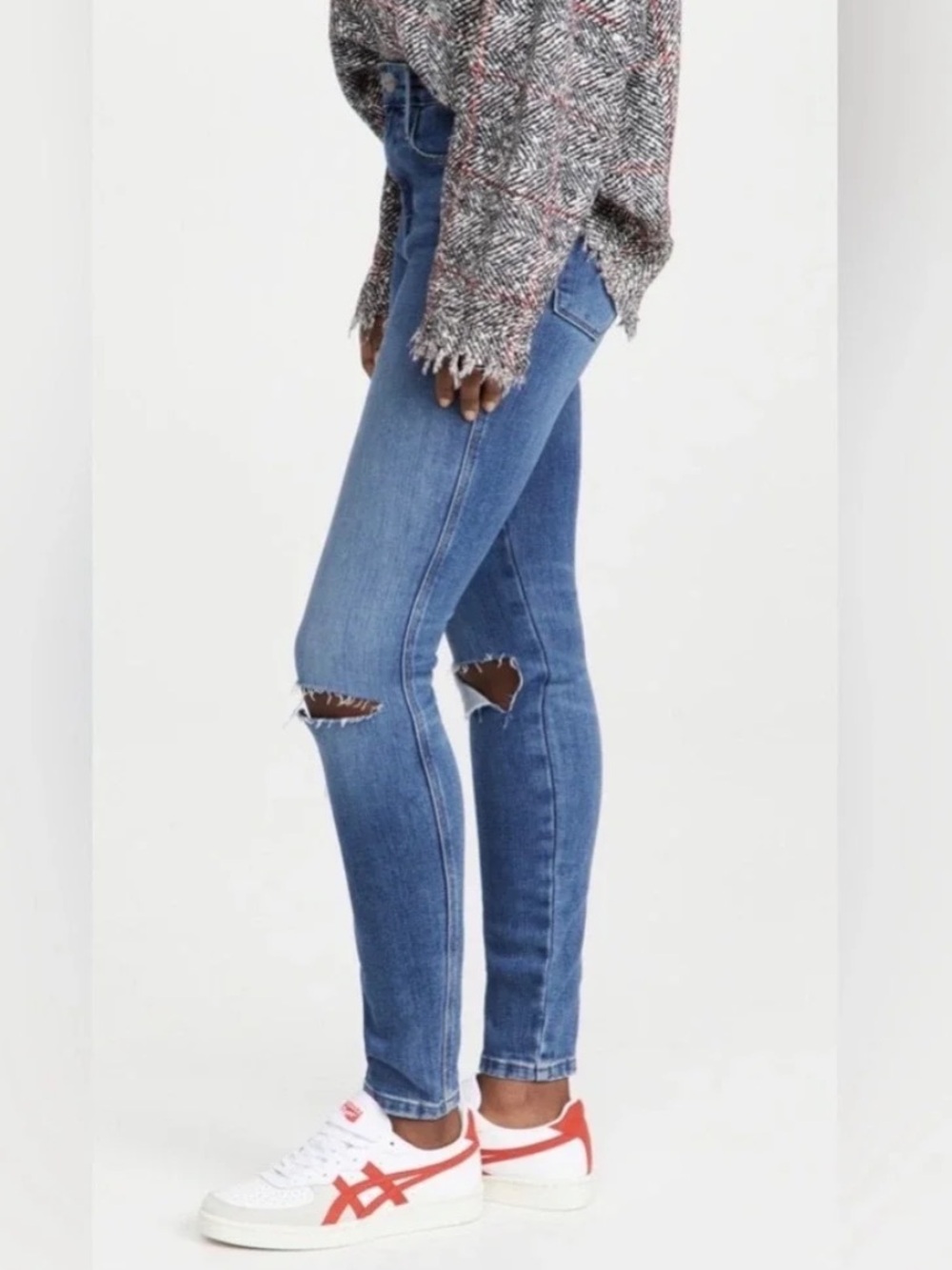 Frame Denim Double Fray Hem Le High Skinny Jeans in Daze